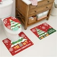 thumbnail image 5 of 3pcs Christmas Bathroom Mat Sets Floor Mat U-Shaped Toilet Floor Mat Toilet Seat Cover Anti Slip Bath Rugs Decoration, 5 of 7