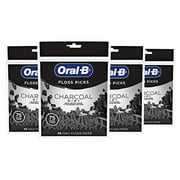Oral B Charcoal Infused Mint Dental Floss Picks, 75 Count, Pack Of 4