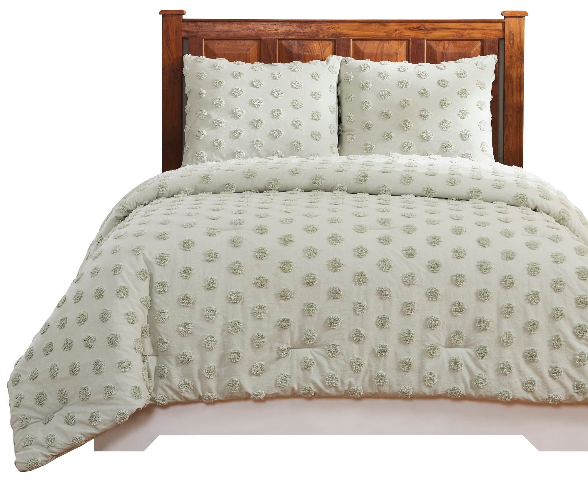 Better Trends Chenille Comforter Set King Size 3 Piece 100% Cotton Soft & Cozy All Season Bedding Athenia Collection Sage