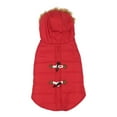 thumbnail image 4 of Holiday Time Dog Clothes: Hooded Jacket for Fall & Winter, Red with Faux Toggles, Size XS-XL, 4 of 9