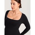 thumbnail image 2 of Long Sleeve Maternity Tops Square Neck Pregnancy Basic Shirts Soft Casual Tee, 2 of 5