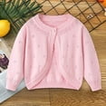 thumbnail image 4 of HomeDM Girls Long Sleeve Cardigan Kids Baby Button Closure Knitted Shrug Cropped Sweaters Tops Fall Open Front Cardigan Sweater 1Pack, Pink Size 5-6 Years, 4 of 9