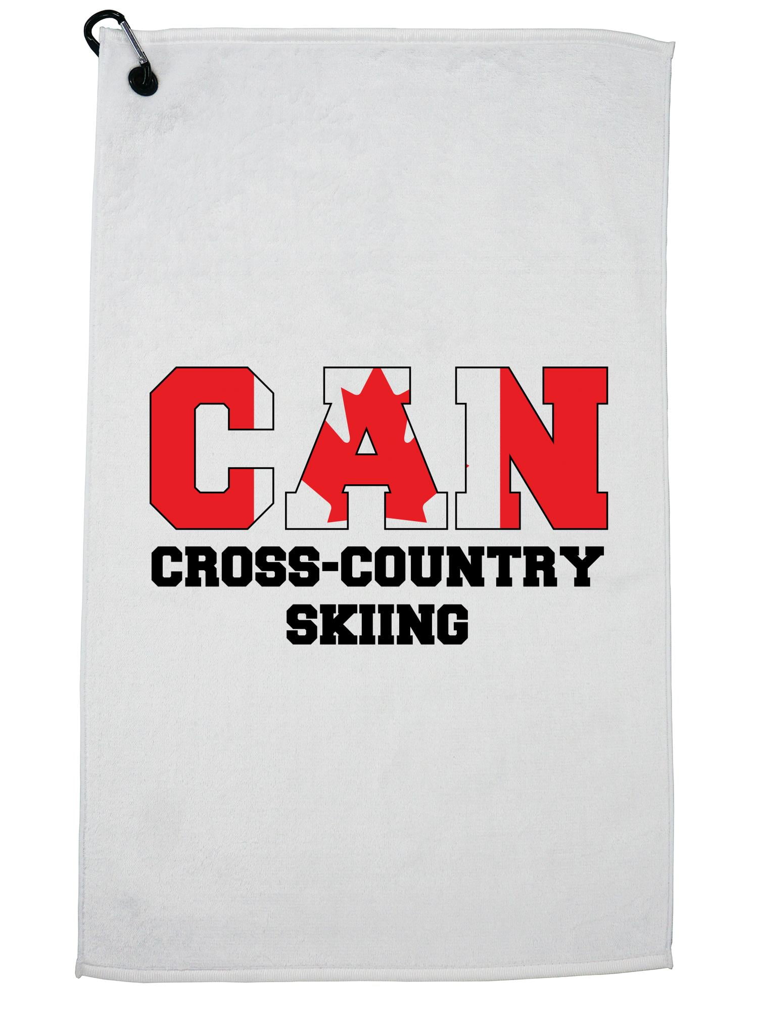 Canada Cross Country Skiing Winter Olympic Korea CAN Flag Golf Towel with Carabiner Clip by Hollywood Thread