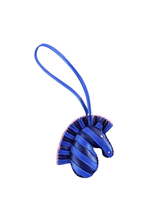 Pre-Owned Hermes Zebra Geegee Savannah Blue and Pink Lambskin Charm
