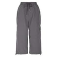 thumbnail image 5 of Wyobmus Womens Capris With Pockets Lightweight Hiking Pants Loose Fit Casual Outdoor Trip Loose Cropped Pants Adjustable Bottom S-2X Gray, 5 of 9