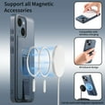 thumbnail image 5 of Designed for iPhone 15 Plus Case Magnetic, [Support Wireless Charging] Rugged Cover with Wristband Anti-Drop Finger Strap Heavy Duty Shockproof Phone Case for iPhone 15 Plus, Blue, 5 of 9