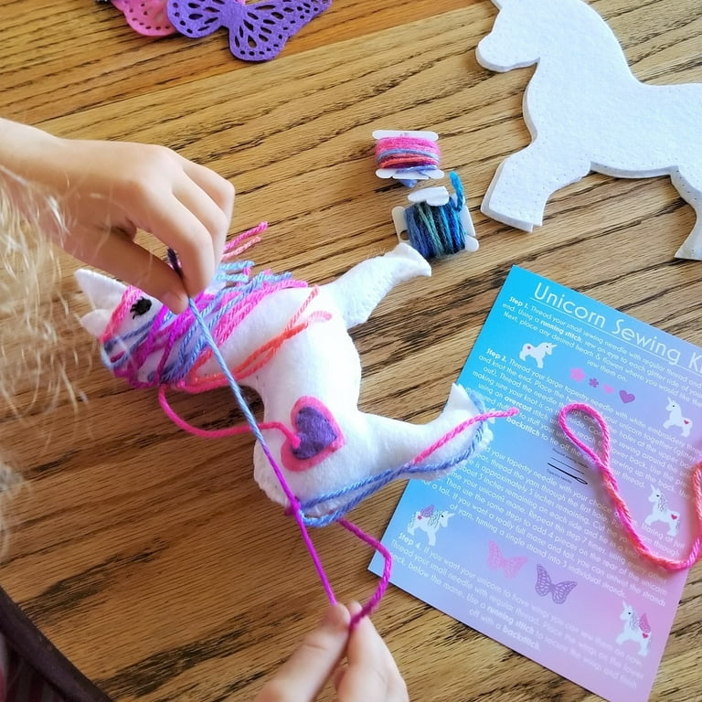 qollorette Fur Sewing Kit for Children, Sew Your Own Unicorn Toy Kids' Craft Kit - Sewing Kit for Kids, Learn to Sew & Play