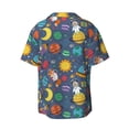 thumbnail image 5 of Uemuo Cartoon Space Pattern Cotton Linen Short Sleeve Shirts,Casual Lightweight Button Down Shirts,Vacation Beach Summer Tops-XX-Large, 5 of 7