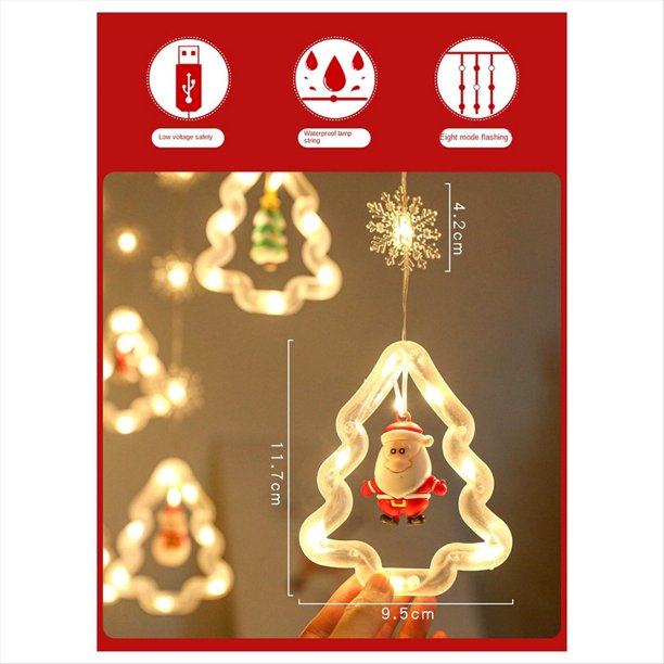 Cadena de Luces LED para Decoración Navideña con Forma de Árbol de Navidad, Luces para Interior