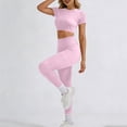 thumbnail image 2 of Workout Clothes 2 Piece Pants Set for Women Cutout Backless Crop Top Leggings Athletic Yoga Sweat Outfits (L, Pink), 2 of 8