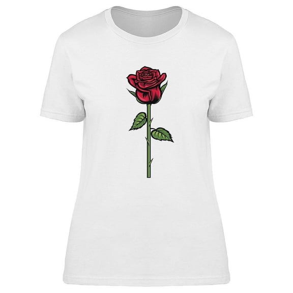 Red Blooming Rose With Thorns T-Shirt Women -Image by Shutterstock, Female x-Large