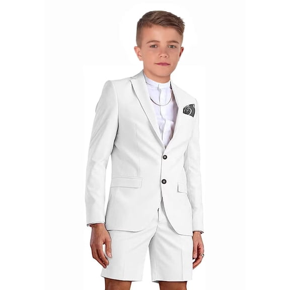 ETHAN Boys Grey Suits 2 Piece Short Suits for Boys Short Suits for Boys Prom Wedding Big and Tall Suit for Boys 14 Years