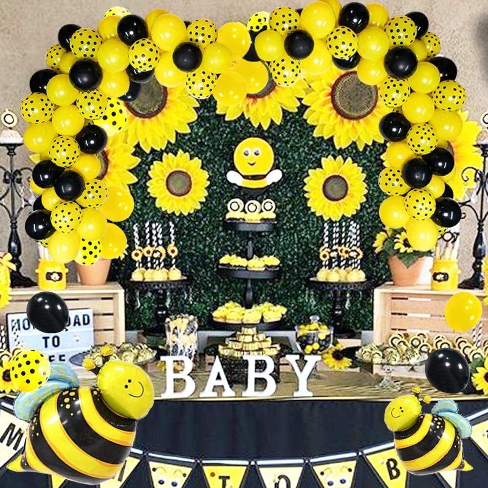 Bee Latex Balloons Black Dots Star Foil Globos Cartoon Honey Bee Themed  Birthday Party Baby Shower Decoration Supplies - AliExpress