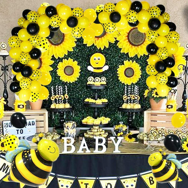 PartyWoo Bee Balloons, 72 pcs Yellow Balloons Yellow Polka Dot Balloons  Black Balloons and Bee Foil Balloon, Bee Decorations for Bee Party, Bee  Baby