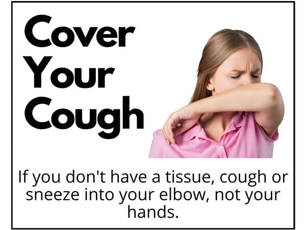 25 Pack, Cover Your Cough, Hygiene Vinyl Label, 8x10