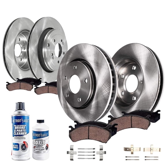 Detroit Axle - Brake Kit for Hyundai 10-16 Genesis Coupe 13.39" Front and 12.99" Rear Disc Brake Rotors Ceramic Brake Pads 2010 2011 2012 2013 2014 2015 2016