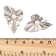 thumbnail image 5 of 304 Stainless Steel Stud Earrings with Freshwater Pearl Beads Leaf Stainless Steel Color 34.5x24mm, 5 of 5