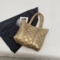 thumbnail image 2 of Bolso acolchado con entramado de diamantes para mujer, bolso de invierno de ocio para niña de gran capacidad (dorado), 2 of 8