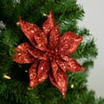 thumbnail image 2 of 9" Red Glittered Poinsettia Christmas Clip Ornament, 2 of 5
