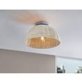 thumbnail image 4 of Ceybo Flush Mount Ceiling Light with White Rattan Shade – Boho Round Indoor Light Fixture, Silver Steel Frame, Dimmable, E26 Base – Modern Coastal Bohemian Home Décor, 4 of 4