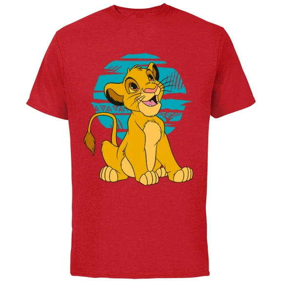 Disney The Lion King Young Simba Happy Blue Retro - Short Sleeve Cotton T-Shirt for Adults - Customized-Navy