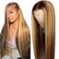 thumbnail image 1 of Peluca con encaje en la parte delantera Cypha Ombre, cabello humano, 24 pulgadas, 1 of 5