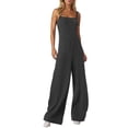 thumbnail image 3 of QATAINLAV Women's Maternity Spaghetti Strap Ribbed Knit Jumpsuits Solid Casual Loose Wide Leg Rompers Sleeveless Camisole Button Overalls with Pockets Dark Gray XL Prime Today, 3 of 9