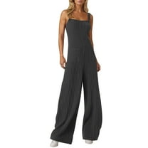 Summer Women's Square Neck Button Overalls Jumpsuits One Piece Sleeveless Blouses Wide Leg Long Pant Rompers Casual Loose Outfits With Pockets