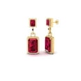 thumbnail image 2 of Pure Elegance Halo Drop Dangle Earrings Ruby&nbsp;& White Diamond Cluster 925 Silver 14K White Gold Over, 2 of 5