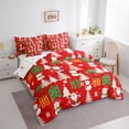thumbnail image 3 of Feelyou Kawaii Santa Claus Twin Bedding Sets 7-Piece for Child, Red Christmas Snowman Bedding Comforter Set, Happy New Year Reversible Sheet Sets, Lightweight Room Decor, 3 of 7