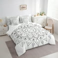 thumbnail image 3 of Manfei Grey Damask Flower Twin Bedding Sets 7-Piece, Tribal Hippie Mandala Bedding Comforter Set, Teen Adult Female Man Reversible Sheet Sets, Breathable Home Decor, 3 of 7