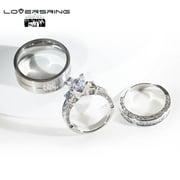 His and Hers Wedding Ring Sets Couples Rings 10kt White Gold Plated White Cz Titanium band