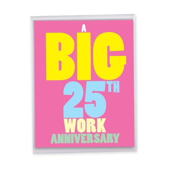NobleWorks Jumbo 25th Milestone Anniversary Greeting Card From Us 8.5 x 11 Inch with Envelope (1 Pack) Large Jumbo 25 Years At Work J8252MAG-WA-US