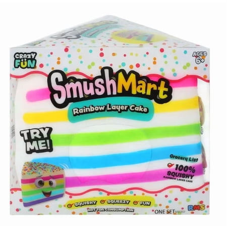 5 Viral Rainbow Layer Cake Squishy Toys Smush Mart Giant Dessert Squishy - Soft Sensory Stress Relief Tools for Teens - Fun Novelty Gift for Holiday