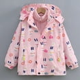 thumbnail image 2 of Rohuuque Boys Girls 3 in 1 Rain Jackets Fleece Inner Zipper Windbreaker Jacket Cute Printed Lightweight Raincoats Hooded Jacket for Kids Pink, 2 of 8
