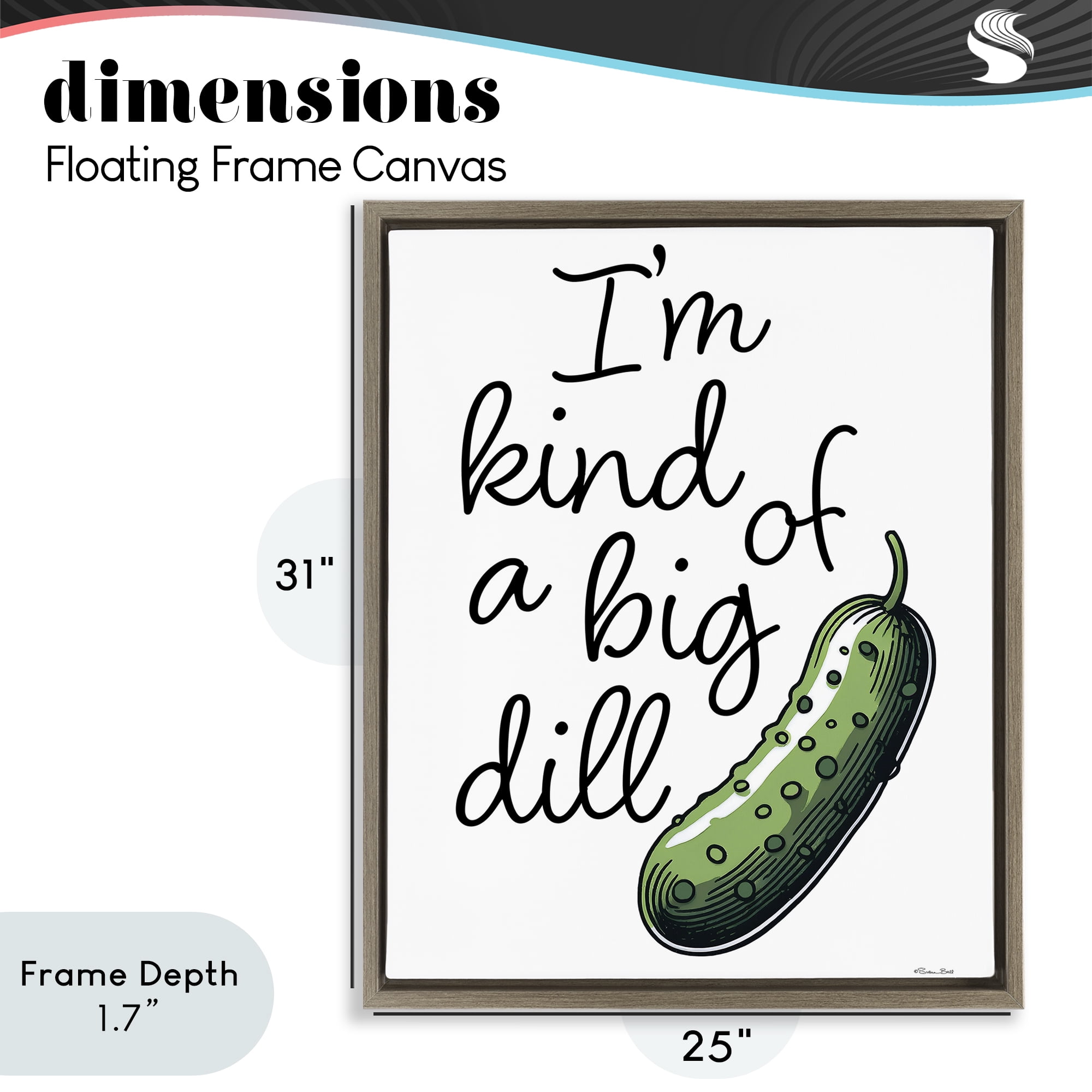 Stupell Industries Kind Of A Big Dill Pickle Brown Framed Floater Canvas Wall Art, design by Susan Ball