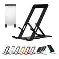 thumbnail image 2 of Portable Foldable Aluminum Alloy Phone Stand - Adjustable Lazy Desktop Stand, Non- Rubber Pads, Compatible with Smartphones & Tablets,Black, 2 of 9