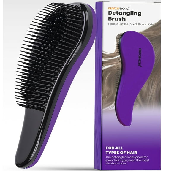 Smooth Glide Detangler Hairbrush, Single Purple Styling Brush for Natural, Curly, Straight, Wet or Dry Hair, Fast Blow Drying, Use on Long or Short Hair for Women, Girls and Kids (1 Pack, Purple)