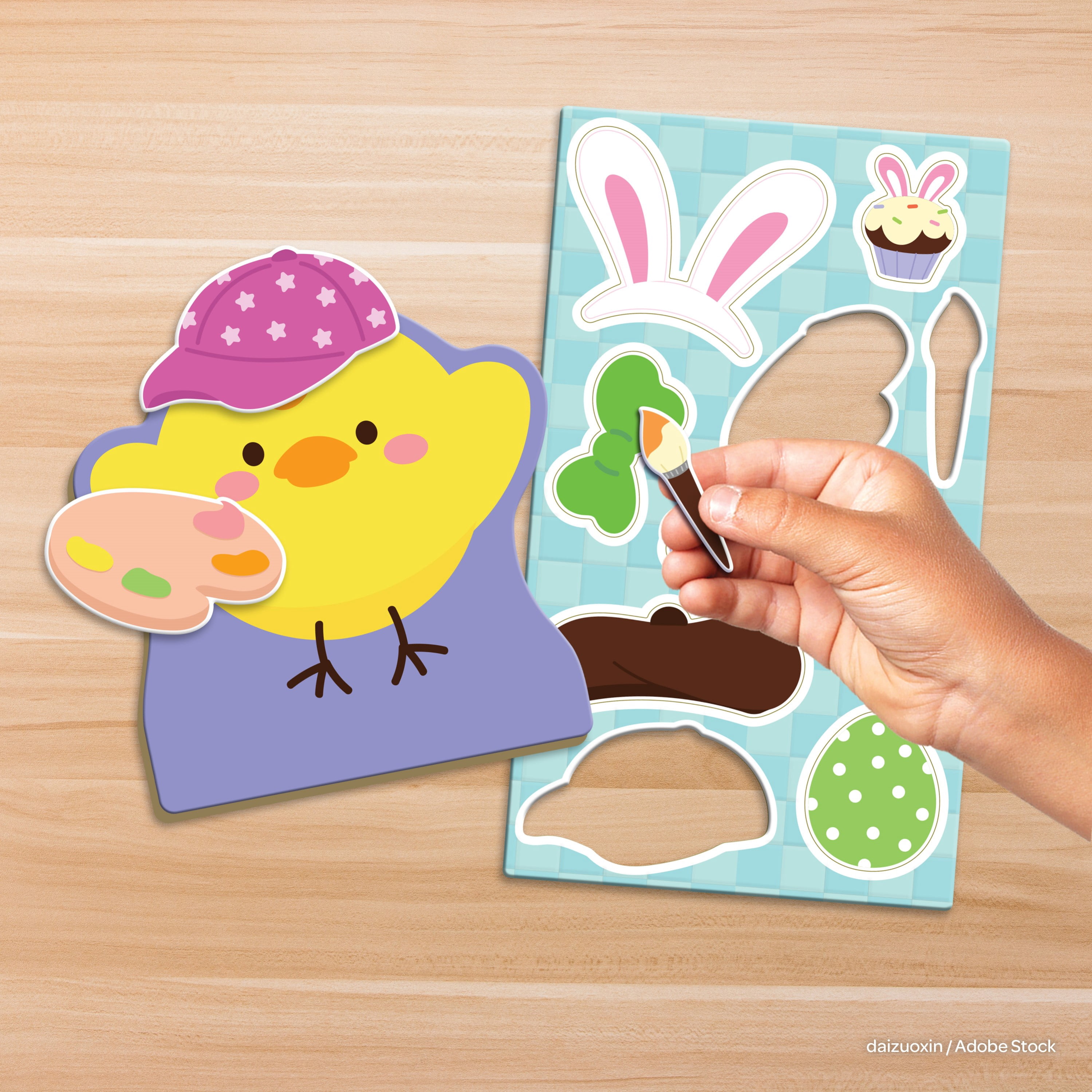 Easter Chick Wooden Magnetic Dress Up Doll with 10 Clothing & Accessory Pieces