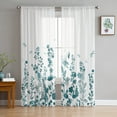 thumbnail image 3 of Sheer Curtains 96 inches Long, Retro Green Flowers Floral Dragonfly Light Filtering Sheer Window Curtains Rod Pocket Voile Drapes for Bedroom Living Room, 52"W x 96"L 2 Panels, 3 of 7
