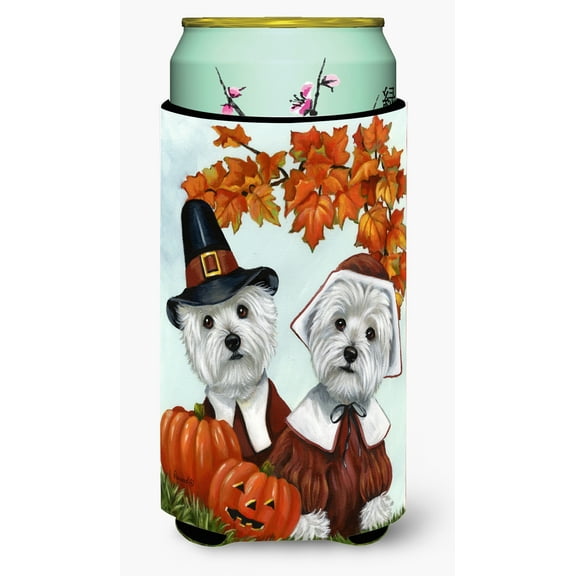 Carolines Treasures Westie Thanksgiving Pilgrims Tall Boy Hugger Tall Boy multicolor