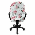thumbnail image 3 of Rose Office Chair Slipcover, Blooming English Rose Watercolor Painting Style Garden Shabby Form Wild Flowers, Stretch Decorative Fabric Cover, Standard Size, Reseda Green Pink, by Ambesonne, 3 of 5