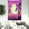 thumbnail image 3 of Nature Tapestry, Abstract Gradient Landscape Tropical Trees African Desert Print, Wall Hanging for Bedroom Living Room Dorm Decor, 60"W X 80"L, Pale Fuchsia Eggplant and Ivory, by Ambesonne, 3 of 5