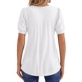 thumbnail image 3 of MOYIKO Blouses for Women Pleated Button Puff Short Sleeve Shirts Dressy Casual V Neck Tunic Tops Summer Shirts, 3 of 7