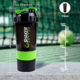 thumbnail image 3 of XTK Botella coctelera de 16 onzas con bola de mezcla, botella de agua deportiva portátil, a prueba de fugas, taza de gimnasio para mezclas de proteínas con almacenamiento y organizador de pastillas, i, 3 of 5