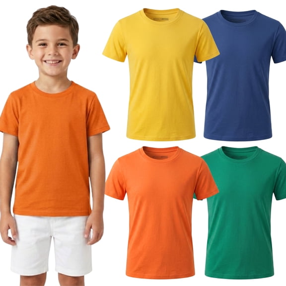 Brooklyn Vertical Boys Cotton Crew Neck Tagless T-Shirts, 4-Pack