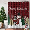 thumbnail image 4 of Snowman Xmas Tree Red Black Buffalo Plaid Shower Curtain for Bathroom, Winter Snowflakes Waterproof Shower Curtains Washable Quick Dry with Hooks Bathtub Curtains 60x72IN, 4 of 9