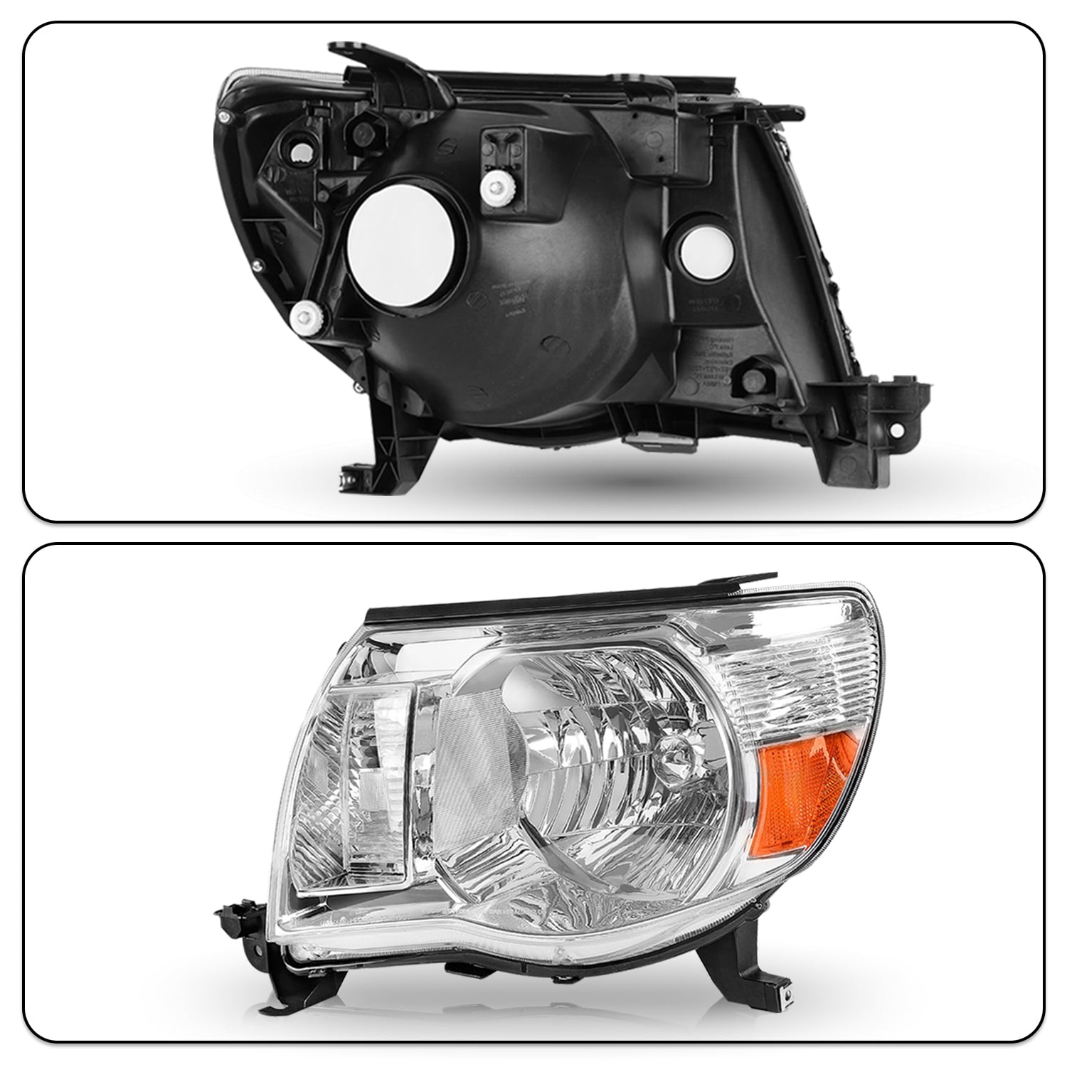 For 2005-2011 Toyota Tacoma Chrome Headlights Headlamps 05-11 Driver & Passenger