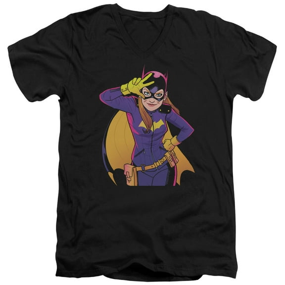 Batman Batgirl Moves S/S Adult V-Neck T-Shirt 30/1 T-Shirt Black