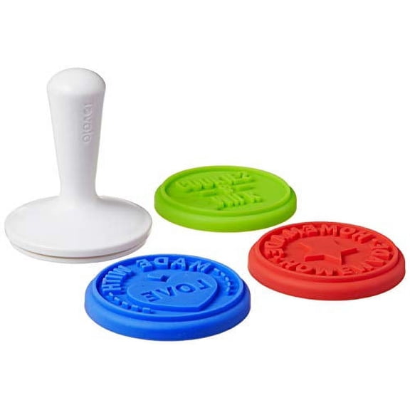 Tovolo Made with Love, Set of 3 Plates for Decorating Cookies, Silicone Rubber Stamps, Multicolored